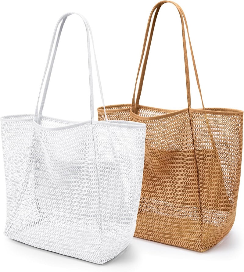 KALIDI BeachNylon Mesh Tote Bag, Casual Tote Bag Hobo Women Foldable MAX 23L Shoulder Bag For Beach Picnic Vacation - Image 1
